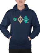 Alien Peace Trio Emoji - Futuristic Symbol Art Design Men's Hoodie