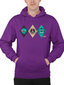 Alien Peace Trio Emoji - Futuristic Symbol Art Design Men's Hoodie