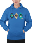 Alien Peace Trio Emoji - Futuristic Symbol Art Design Men's Hoodie