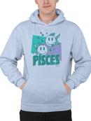 Pisces Zodiac Graphic - Twin Fish Retro Art Design Men's Hoodie