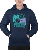 Pisces Zodiac Graphic - Twin Fish Retro Art Design Men's Hoodie