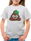 Lucky Poo Emoji - Fun Clover Charm Design Youth's T-shirt