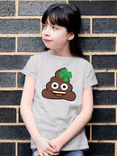 Lucky Poo Emoji - Fun Clover Charm Design Youth's T-shirt