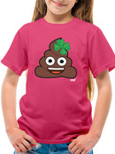 Lucky Poo Emoji - Fun Clover Charm Design Youth's T-shirt