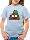 Lucky Poo Emoji - Fun Clover Charm Design Youth's T-shirt