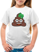 Lucky Poo Emoji - Fun Clover Charm Design Youth's T-shirt