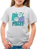 Pisces Zodiac Graphic - Twin Fish Retro Art Design Youth's T-shirt