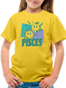 Pisces Zodiac Graphic - Twin Fish Retro Art Design Youth's T-shirt