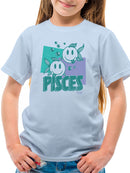 Pisces Zodiac Graphic - Twin Fish Retro Art Design Youth's T-shirt