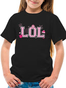 LOL Smiley Emoji Crown Pink Design Youth's T-shirt