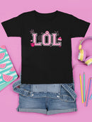 LOL Smiley Emoji Crown Pink Design Youth's T-shirt