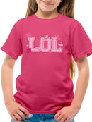 LOL Smiley Emoji Crown Pink Design Youth's T-shirt