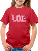 LOL Smiley Emoji Crown Pink Design Youth's T-shirt