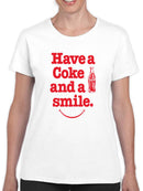 Officially Licensed Coca-Cola Have a Coke and Smile Graphic Women's T-shirt