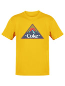 Officially Licensed Coca-Cola Retro Coke Mountain Adventure Triangle Graphic Men's T-shirt