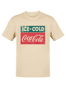 Officially Licensed Coca-Cola Ice-Cold Logo Vintage Distressed Men's T-shirt