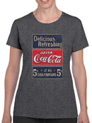 Officially Licensed Coca-Cola 5¢ Soda Fountain Sign Women's T-shirt