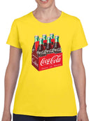 Officially Licensed Coca-Cola Six-Pack Bottle Retro Design Women's T-shirt