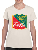Officially Licensed Coca-Cola Retro Fountain Service Sign Women's T-shirt