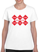 Officially Licensed Coca-Cola Checkerboard Pattern Design Women's T-shirt