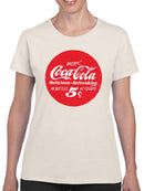Officially Licensed Coca-Cola Retro 5¢ Bottle Cap Design Women's T-shirt