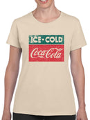 Officially Licensed Coca-Cola Ice-Cold Retro Distressed Logo Women's T-shirt