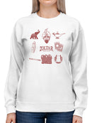 Officially Licensed Zoltar Fortune Teller Symbols Graphic  Women's Sweatshirt
