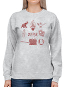 Officially Licensed Zoltar Fortune Teller Symbols Graphic  Women's Sweatshirt