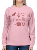 Officially Licensed Zoltar Fortune Teller Symbols Graphic  Women's Sweatshirt
