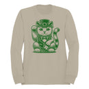 Lucky Maneki-Neko Cat in Leprechaun Hat St. Patricks Day Men's Sweatshirt
