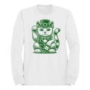 Lucky Maneki-Neko Cat in Leprechaun Hat St. Patricks Day Men's Sweatshirt