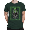 St. Patricks Day Dog with Shamrock Glasses and Green Hat Men's T-shirt