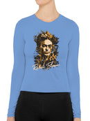 Frida Kahlo Rebel Bloom Art Portrait Women's Long Sleeve