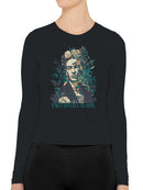 Frida Kahlo Unstoppable Bloom: Artistic Floral Portrait Women's Long Sleeve