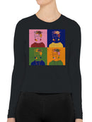 Frida Kahlo Pop Art Floral Portrait Women's Long Sleeve