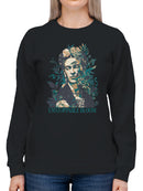Frida Kahlo Unstoppable Bloom: Artistic Floral Portrait Women's Sweatshirt