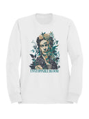 Frida Kahlo Unstoppable Bloom: Artistic Floral Portrait Women's Sweatshirt