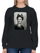Frida Kahlo Iconic Portrait of a Woman with Floral Headpiece Women's Sweatshirt