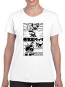 Cartoon Era in Black and White Women's T-shirt