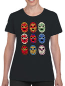 Officially Licensed Legends Of Lucha Libre Colorful Luchador Mask Collection Women's T-shirt