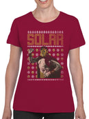 Officially Licensed Legends Of Lucha Libre Festive Luchador Holiday Design Women's T-shirt