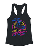 Neon Tropical Paradise Illustration Women's Racerback Tank