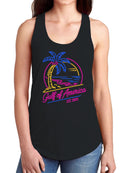 Neon Tropical Paradise Illustration Women's Racerback Tank