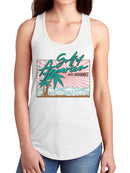 Vibrant Retro Coastal Design Women's Racerback Tank