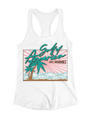 Vibrant Retro Coastal Design Women's Racerback Tank
