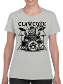 Clawcore, punk cat playing drums Women's T-shirt