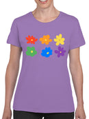Colorful Doodle Flower Collection Women's T-shirt