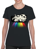 Fluffy Cat on Rainbow Path Women's T-shirt