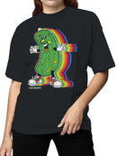 Officially Licensed Van Holten Pickles Funky Pickle Rainbow Character Women's T-shirt