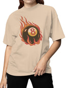 Flaming 8-Ball Design Women's T-shirt